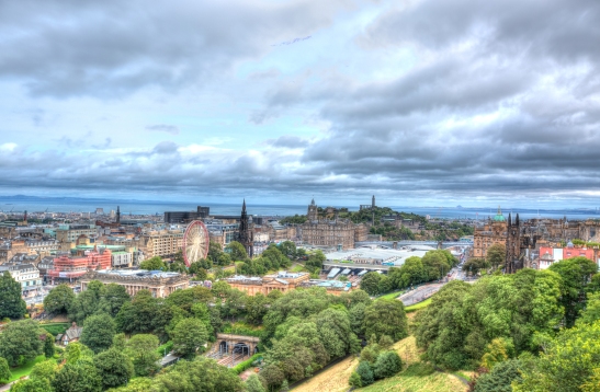 View of Edinburgh, Scotland, UK from the castle